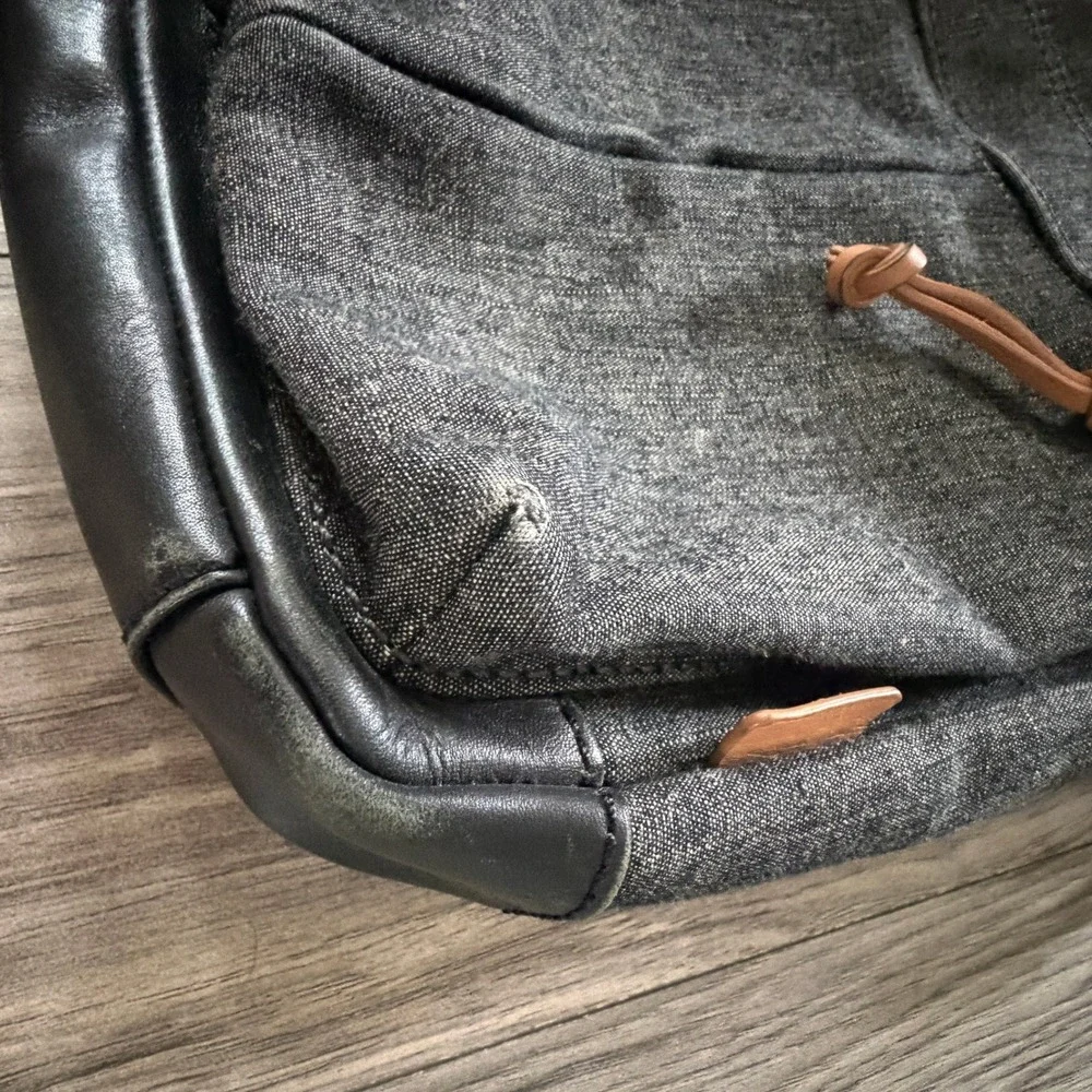 Fossil Crossbody Bag Gray Canvas Leather Trim Adjustable‎ Strap Messenger